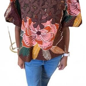 NEW ENTRO women's kali blouse in brown